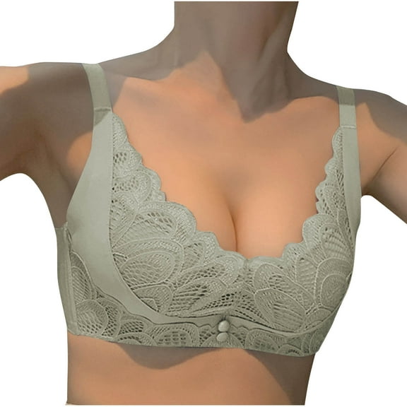 Kaemgyyd Women's Lace Bra Trendy Seamless Deep V Neck Plunge Bralettes Comfort Lightly Full Coverage No Underwire Bra