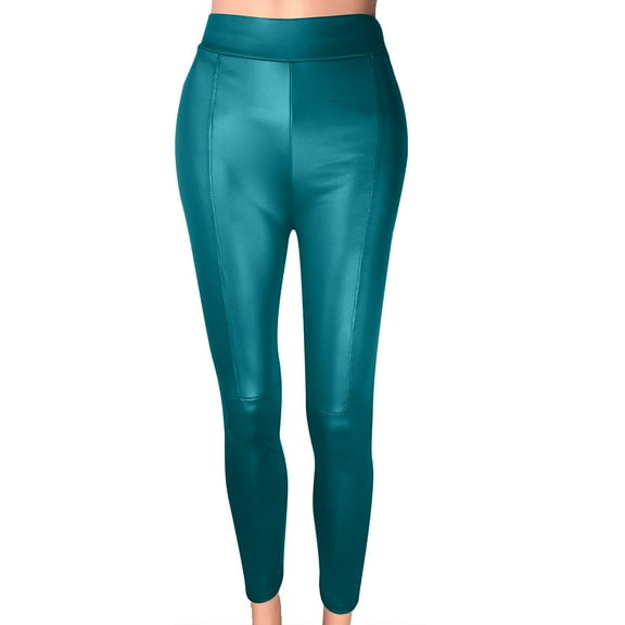 Kaemgyyd Women's Leather Leggings Soft High Waisted Party Pants Casual Fashion PU Slim Tights Stretch Clubwear Streetwear
