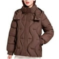 thumbnail image 1 of Kaemgyyd Women's Lightweight Puffer Jacket Full-Zip Warm Snow Winter Coat Padded Hooded Casual Outerwear with Pockets, 1 of 4