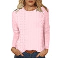 thumbnail image 1 of Kaemgyyd Women's Long Sleeve Shirts Loose Trendy Crewneck Solid Color Basic Tops Casual Hollow out Fall Outfits, 1 of 6