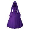 Kaemgyyd Women's Medieval Renaissance Clothing Hooded Flare Long Sleeve Ruffle Dress Tie Front A-Line Gothic Dress