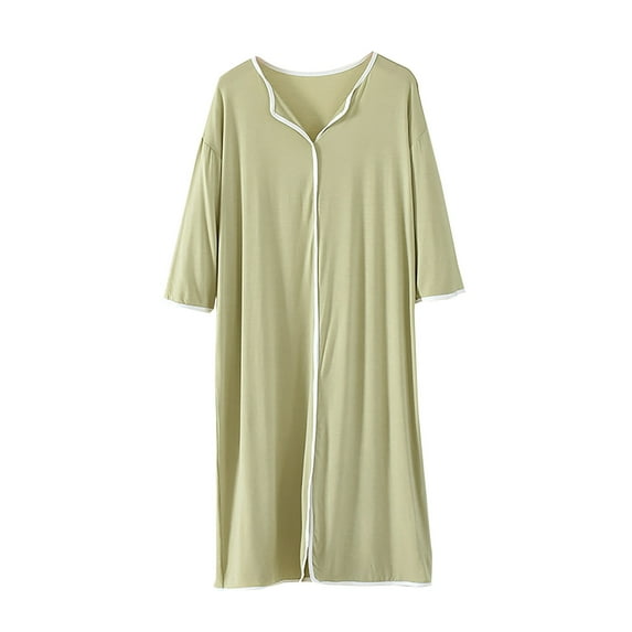 Kaemgyyd Women's Nightgown 3/4 Sleeve Sleepshirt Soft Comfy V Neck Loungewear Fashion Color Block Flowy Sleep Dresses