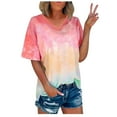 thumbnail image 1 of Kaemgyyd Women's Oversized T Shirts Fashion Half Sleeve V Neck Tie-Dye Summer Tops Casual Loose Basic Tee Trendy Clothes, 1 of 6
