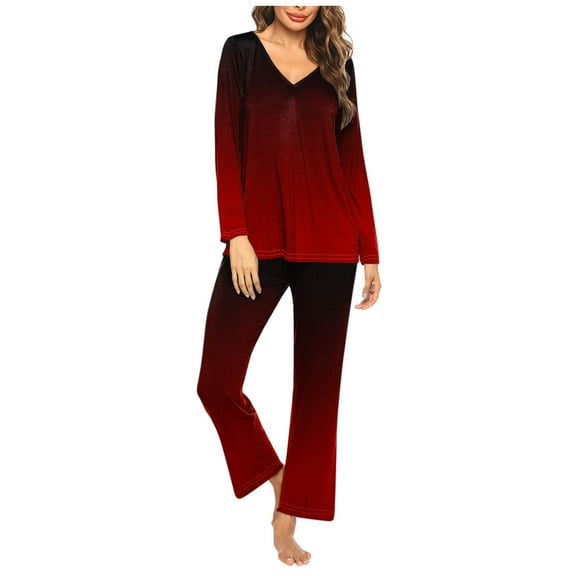 Kaemgyyd Women's Pajama Set Long Sleeve Pj Sets Two Piece Loungewear Soft Pajama Top and Pants Loose Pjs Sleepwear