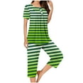 thumbnail image 1 of Kaemgyyd Women's Pajama Set Short Sleeve Shirt and Capri Pants Stripe Lounge Sleepwear 2 Piece Pjs Sets, 1 of 5