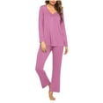 thumbnail image 1 of Kaemgyyd Women's Pajama Set Two Piece Outfit Cozy Loungewear Soft V Neck Pajama Top and Long Pant Pjs Sleepwear, 1 of 4