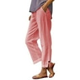 thumbnail image 1 of Kaemgyyd Women's Pants Cotton Linen High Waist Ankle Length Pants Lightweight Side Slit Straight Leg Beach Vaction Clothes, 1 of 5