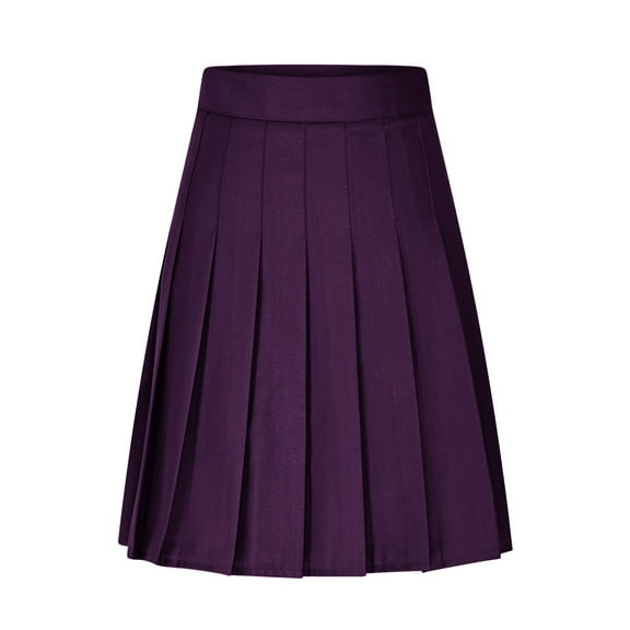 Kaemgyyd Women's Pleated Skirt Stylish High Waist A-Line Midi Skirts Solid Color Knee Length Work Office Skirt