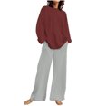 thumbnail image 1 of Kaemgyyd Women's Plus Size 2 Piece Outfits Fall Fashion Tracksuit Oversized Loungewear Sets Long Sleeve and Wide Leg Pants, 1 of 5