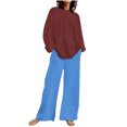 thumbnail image 1 of Kaemgyyd Women's Plus Size 2 Piece Outfits Fall Fashion Tracksuit Oversized Loungewear Sets Long Sleeve and Wide Leg Pants, 1 of 5