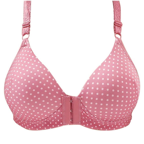 Kaemgyyd Women’s Plus Size Everyday Bras Cute Polka Dot Adjustable Strap Front Closure Bras Full Coverage Padded No Underwire Support Bra