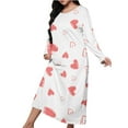 thumbnail image 1 of Kaemgyyd Women's Plus Size Nightgown Cute Heart Crew Neck Warm Sleep Shirt Lightweight Long Sleeve Shower Bathrobe Sleepwear, 1 of 3