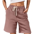 thumbnail image 1 of Kaemgyyd Women's Plus Size Shorts Casual Drawstring Bermuda Shorts S-5XL Corduroy Athletic Walking Shorts with Pockets, 1 of 6