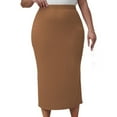 thumbnail image 1 of Kaemgyyd Women's Plus Size Stretch Skirt Slide Slit Slim Work Office Pencil Skirt Solid Color Corduroy Fashion Midi Skirt, 1 of 7