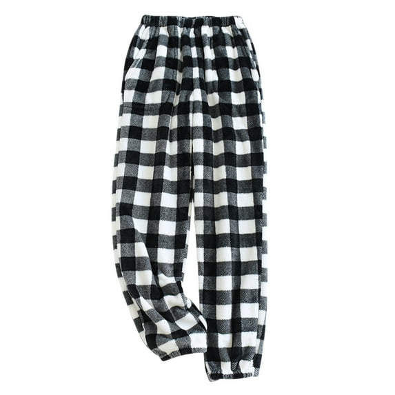 Kaemgyyd Women's Plush Fuzzy Pajama Pants Warm Cozy Plaid Pj Lounge Trousers Fleece Cinch Bottom Sleepwear for Winter