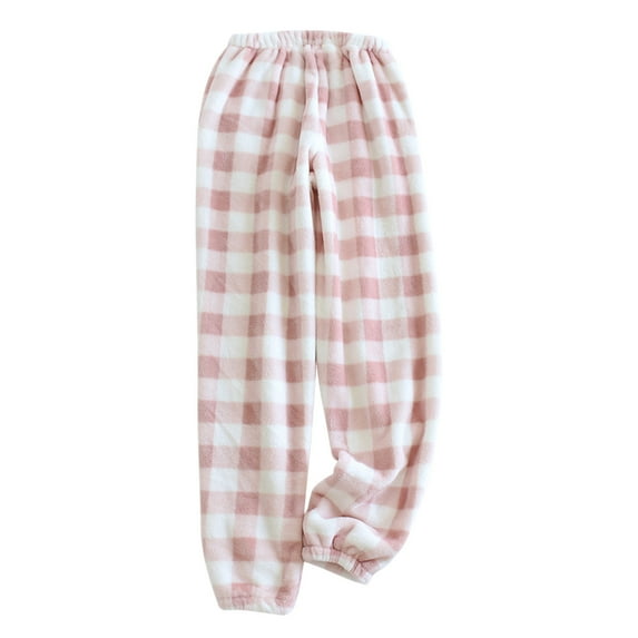 Kaemgyyd Women's Plush Fuzzy Pajama Pants Warm Cozy Plaid Pj Lounge Trousers Fleece Cinch Bottom Sleepwear for Winter