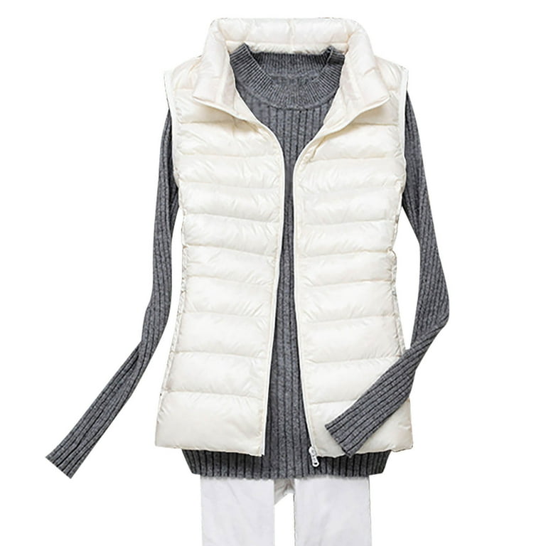 Style Plus Size White Puffer Vest Kaemgyyd Women's Quilted Puffer