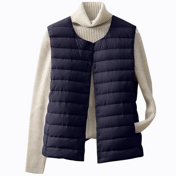 Kaemgyyd Women's Quilted Puffer Vest Plus Size Sleeveless Lightweight Zip up Jacket Winter Warm Coat Outerwear