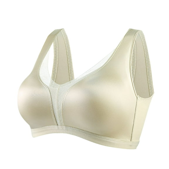 Kaemgyyd Women's Satin Bralette Plus Size Silk Wirefree Padded Mesh Bra Breathable No Underwire Lift up Everyday Bras
