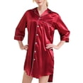 thumbnail image 1 of Kaemgyyd Women's Satin Nightshirt Button down Sleepshirt Silk Half Sleeve Nightgown Boyfriend Notch Collar Sleepwear, 1 of 6