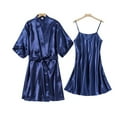 thumbnail image 1 of Kaemgyyd Women's Satin Robe Set Nightgown with Robes Silk Pajama Set 2 Pieces V Neck Cami Sleepwear Sets, 1 of 3