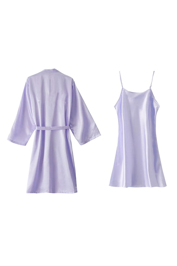 Women's Satin Robes Set with Nightgown Silk Bridal Party Kimono Robes Camisole Wedding Gown Set 2 Piece Sleepwear