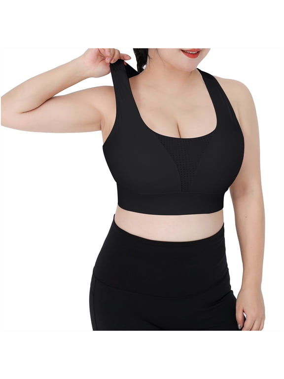 Women's Sports Bra Breathable High Impact Large Bust Full Coverage Workout Bras Racerback Wirefree No Padded Bra