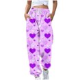 thumbnail image 1 of Kaemgyyd Women's Sweatpants Casual Fashion Drawstring Valentines Print Pants Baggy Cinch Bottom Workout Trousers with Pockets, 1 of 5