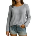 thumbnail image 1 of Kaemgyyd Women's T-Shirts Fall Winter Solid Color Warm Long Sleeve Tops Loose Base Layer Basic Underwear Pullover, 1 of 3