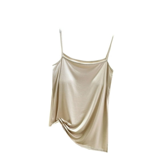 Kaemgyyd Women's Tank Top Soft Comfy Spaghetti Strap Sleeveless Pajamas Tee Basic Layer Side Slit Sleepwear Shirt with Built-In Bra