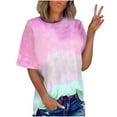 thumbnail image 1 of Kaemgyyd Women's Tie Dye Shirt Casual Loose Half Sleeve Round Neck Tees Clothes Plus Size Fashion Summer Tops, 1 of 6