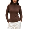 thumbnail image 1 of Kaemgyyd Women's Turtleneck Sweaters Fall Fitted Long Sleeve Basic Tops Fashion Knitted Layering Outfit（Coffee,XX-Large）, 1 of 7