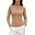 thumbnail image 1 of Kaemgyyd Women's Turtleneck Sweaters Fall Fitted Long Sleeve Basic Tops Fashion Knitted Layering Outfit（Khaki,XX-Large）, 1 of 7