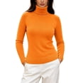 thumbnail image 1 of Kaemgyyd Women's Turtleneck Sweaters Fall Fitted Long Sleeve Basic Tops Fashion Knitted Layering Outfit（Orange,Large）, 1 of 7