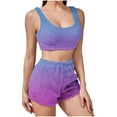 thumbnail image 1 of Kaemgyyd Women's Two Piece Pajama Outfit Fashion Gradient Crop Tank Top Fluffy Fleece Shorts Lounge Matching Set S-2Xl, 1 of 6