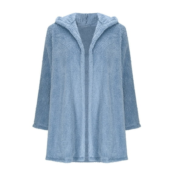 Kaemgyyd Women's Winter Coat Sherpa Lined Open Front Cardigan Fuzzy Fleece Hooded Jacket Outerwear Top for Cold Weather