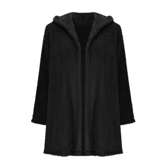 Kaemgyyd Women's Winter Coat Sherpa Lined Open Front Cardigan Fuzzy Fleece Hooded Jacket Outerwear Top for Cold Weather