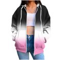 thumbnail image 1 of Kaemgyyd Women's Zip up Hoodie Fall Fashion Gradient Long Sleeve Sweatshirt Casual Drawstring Clothes Loose Coat with Pockets, 1 of 5