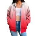 thumbnail image 1 of Kaemgyyd Women's Zip up Hoodie Fall Fashion Gradient Long Sleeve Sweatshirt Casual Drawstring Clothes Loose Coat with Pockets, 1 of 5