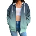 thumbnail image 1 of Kaemgyyd Women's Zip up Hoodie Fall Fashion Gradient Long Sleeve Sweatshirt Casual Drawstring Clothes Loose Coat with Pockets, 1 of 5