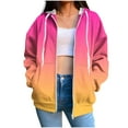thumbnail image 1 of Kaemgyyd Women's Zip up Hoodie Fall Fashion Gradient Long Sleeve Sweatshirt Casual Drawstring Clothes Loose Coat with Pockets, 1 of 5
