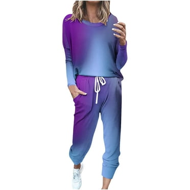 Kaemgyyd Womens 2 Piece Outfits Plus Size Sweatsuit Oversized Gradient Sweatshirt Tops and Joggers Lounge Sets with Pockets