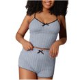 thumbnail image 1 of Kaemgyyd Womens 2 Piece Pajama Set Summer Cute Bow Sleeveless Crop Cami Tops and High Waist Pj Shorts Ribbed Knit Lounge Sets, 1 of 4