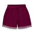 thumbnail image 1 of Kaemgyyd Womens Boho Shorts Fashion Lace Trim Plus Size Casual Shorts Trendy Tassel Hem Beach Vaction Shorts with Pockets, 1 of 5