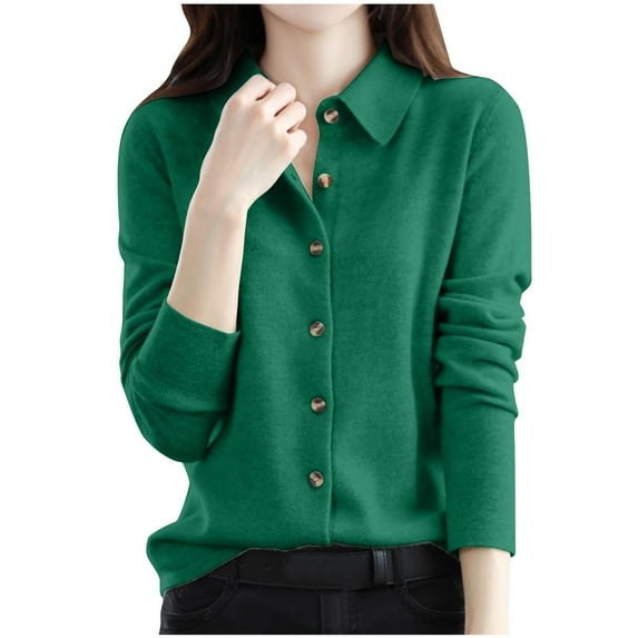 Kaemgyyd Womens Button down Shirt Casual Loose Long Sleeve Collar Work Office Blouses Classic Solid Color Fall Trendy Tops