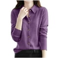 thumbnail image 1 of Kaemgyyd Womens Button down Shirt Casual Loose Long Sleeve Collar Work Office Blouses Classic Solid Color Fall Trendy Tops, 1 of 3