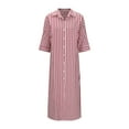 thumbnail image 1 of Kaemgyyd Womens Button down Shirt Dresses Casual Stripe Printing 3/4 Sleeve Dress Tunics Blouse Loose Beach Maxi Dress, 1 of 6