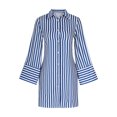 thumbnail image 1 of Kaemgyyd Womens Button down Shirt Dresses Casual Trendy Long Sleeve Striped Tunic Dress Fall Fashion Lapel Bodycon Mini Dress, 1 of 4