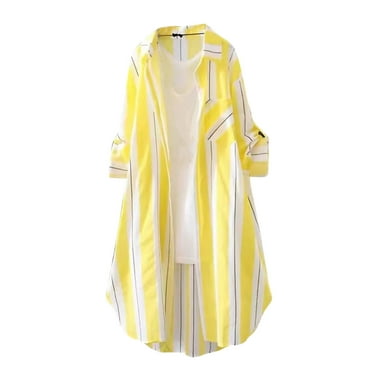 Kaemgyyd Womens Button down Shirt with Pockets Striped Roll up Long Sleeve Collared Tunics Tops Casual Stylish Fall Clothing