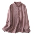 thumbnail image 1 of Kaemgyyd Womens Button down Shirts Casual Cotton Linen Long Sleeve Blouses Oversized Boyfriend Collared Boyfriend Tops, 1 of 3